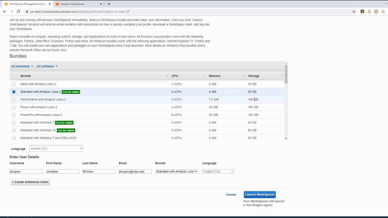 McGrew Jonathan: Talk 2 - Creating an Amazon WorkSpace