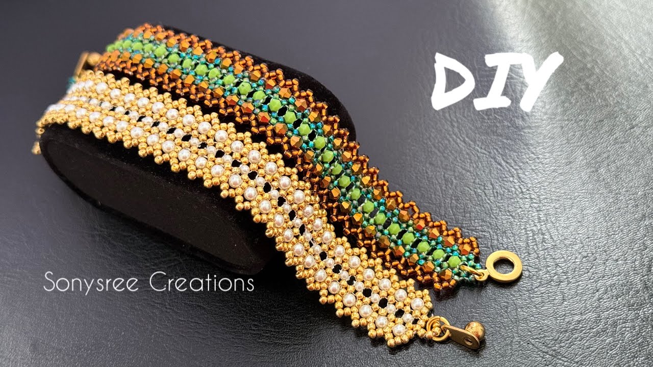 Lacy Diana Bracelet || Beaded wedding bracelet || #sonysreecreations #diy