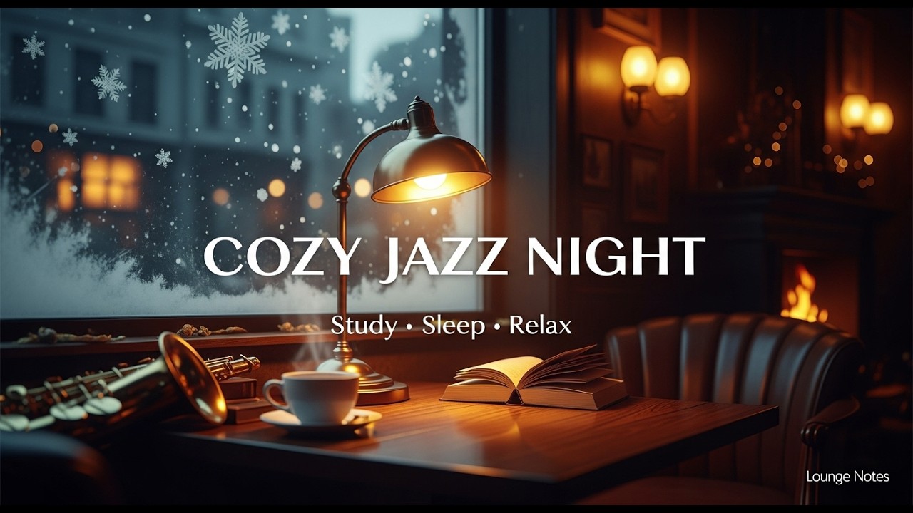 Cozy Night In Snow Jazz Café 4K Ambience for Study, Sleep & Ultimate Relaxation