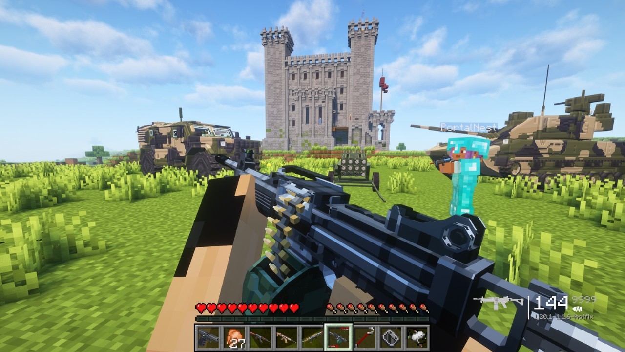 We DESTROYED a Pillager Fortress with Modern Weapons & GUNS!