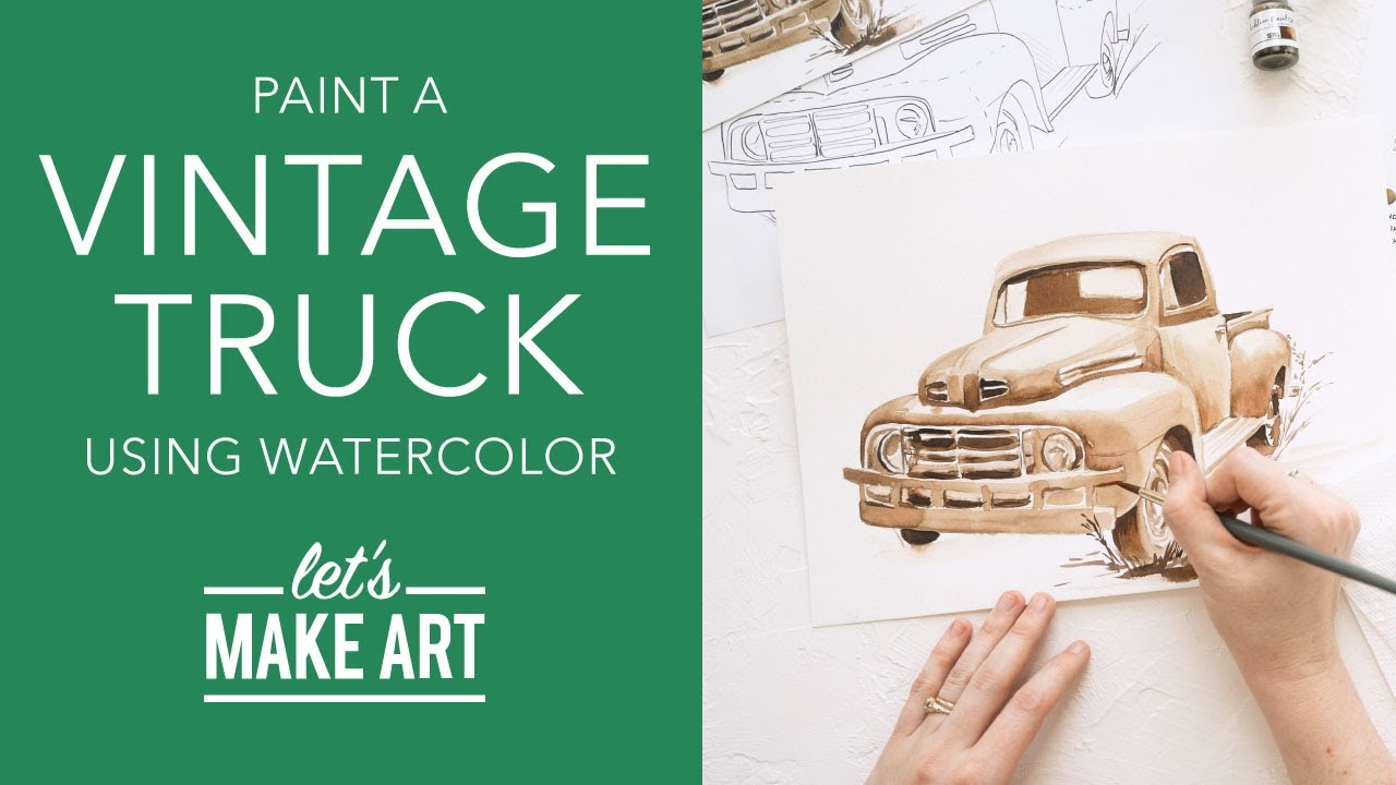 Let's Paint a Vintage Truck | Realistic Watercolor Painting Lesson by Sarah Cray of Let's Make Art