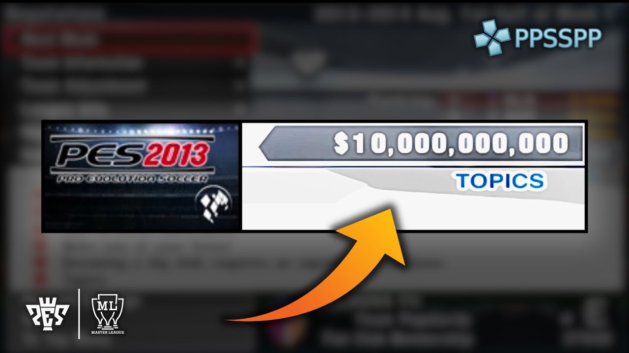 Инструкция по использованию читов на деньги в режиме Master League через сохранения PES PPSSPP.
