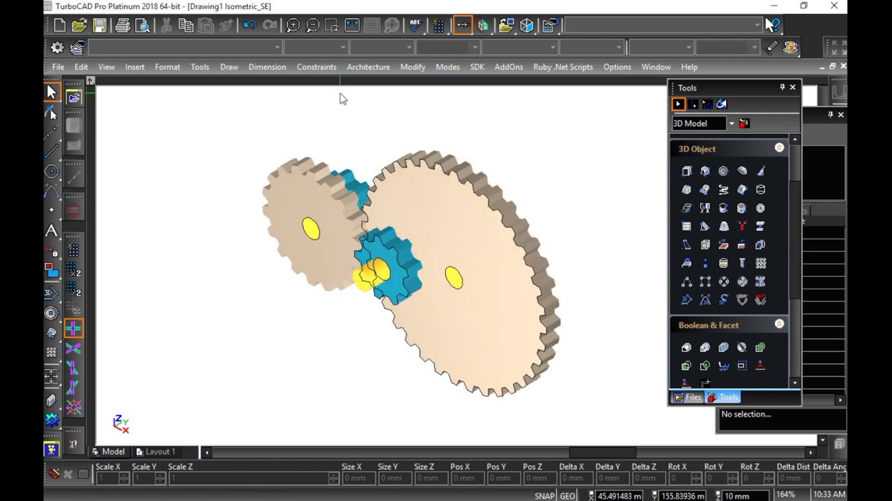 Modeling a speed reducer in TurboCAD Pro. 2018