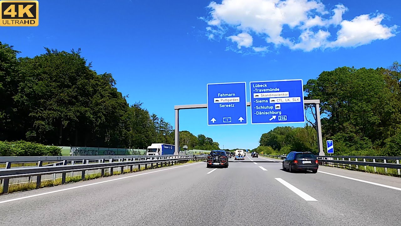 4K Driving in Germany: A1 Hamburg to Scharbeutz (Baltic Sea)