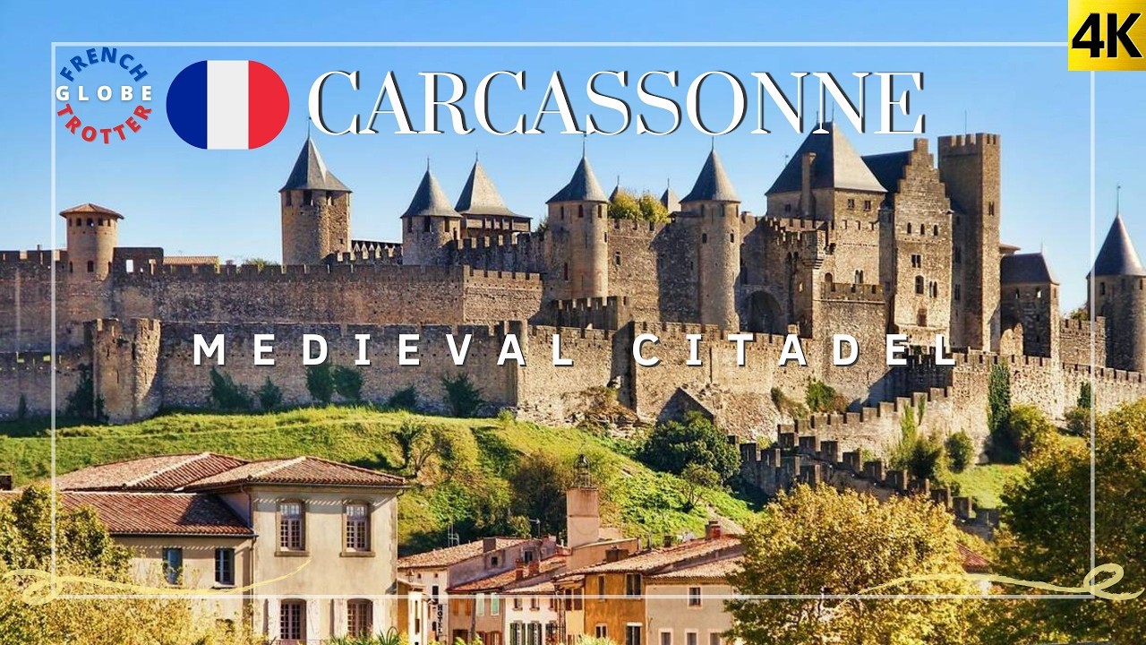 Carcassonne France🇫🇷 Stunning Giant Medieval Fortress La Cité UNESCO World Heritage Walking Tour 4K