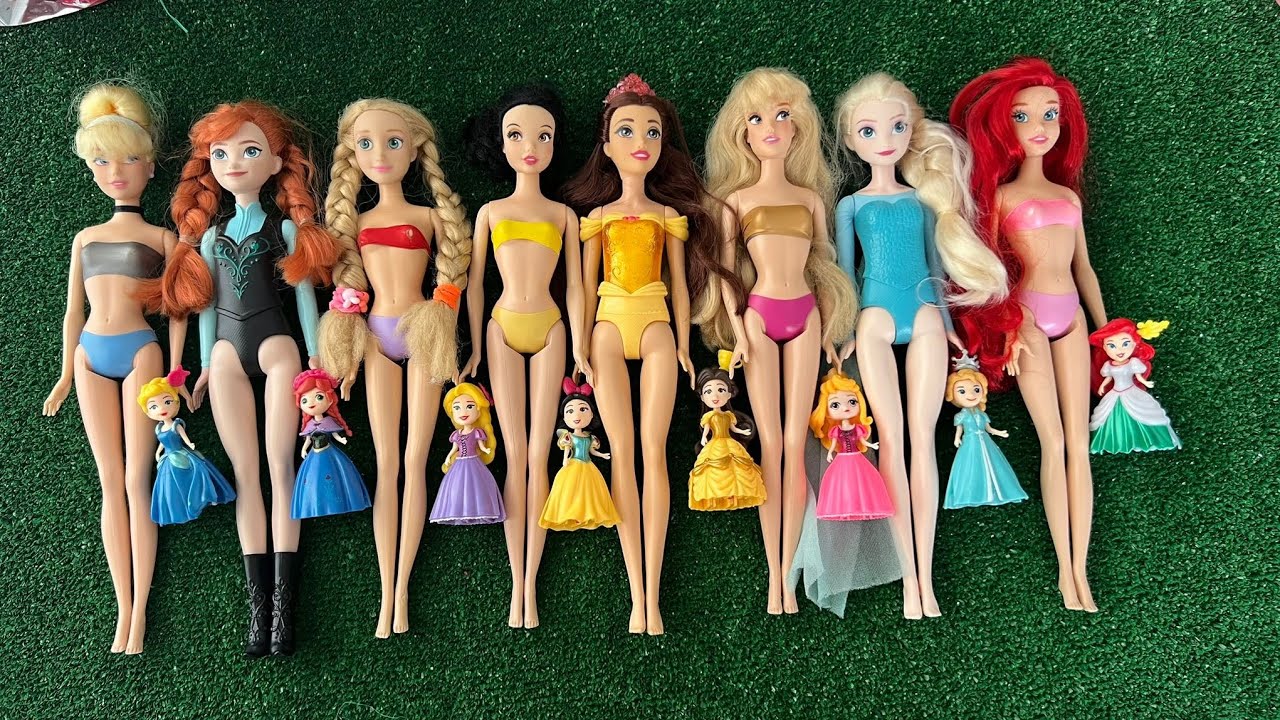 Looking For Disney Princess,  Mix Rainbow Dress! 9 MYSTERY SURPRISES Dolls Satisfying Video ASMR   K