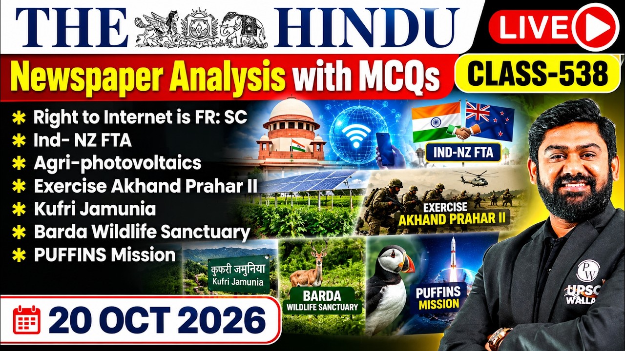 The Hindu Analysis - 20th October | The Hindu Newspaper Today with MCQs | Aasim Sir