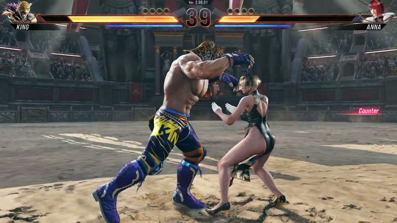 Безумные хватки Кинга за черное ципао Анны! Tekken-8