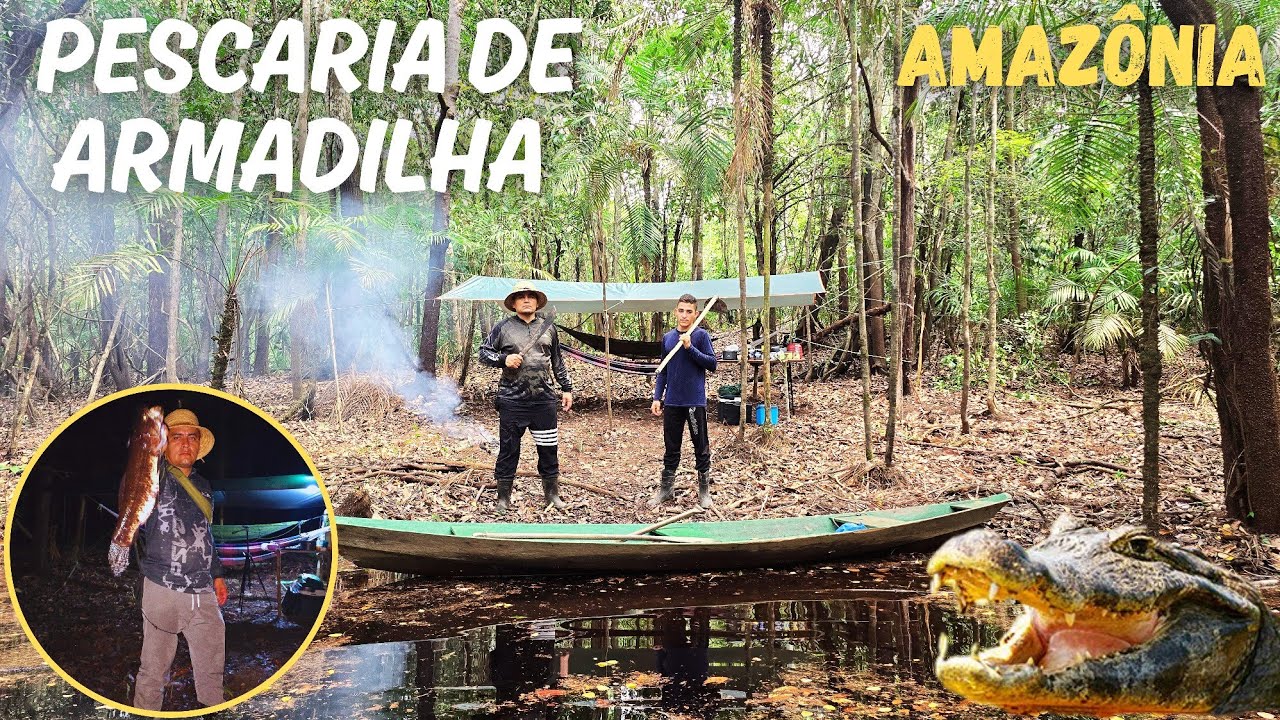 🏕🎣ACAMPAMENTO SELVAGEM com PESCARIA DE ARMADILHA / TRAİRÃO da Amazônia