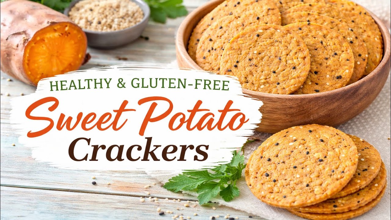 Just 5 Ingredients!🍠 Crispy Sweet Potato Crackers | Healthy Gluten-Free Baked Snack 