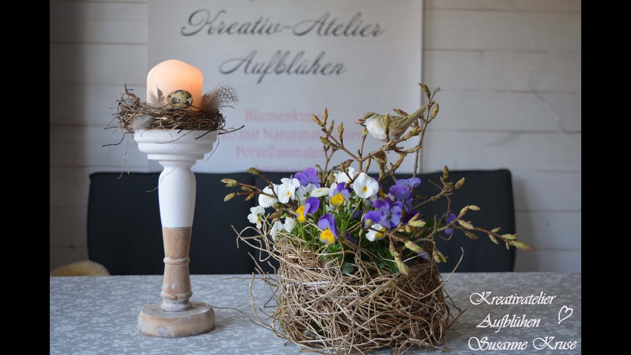 DIY: Frühlingshaftes Mitbringsel aus Naturmaterialien - Kleine Blumendeko im Frühling ganz groß
