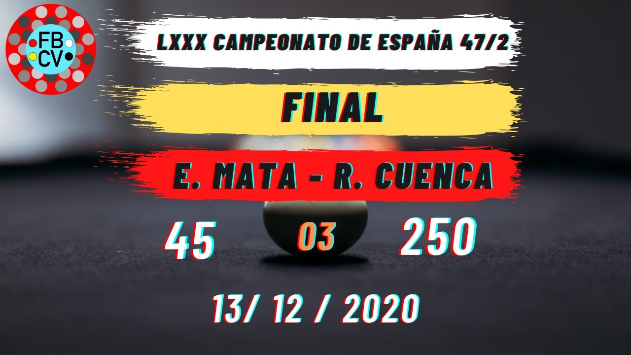 🏆LXXX CAMPEONATO DE ESPAÑA🇪🇸 BILLAR 47/2⚪️🟡🔴FINAL E. Mata 🆚 R. Cuenca