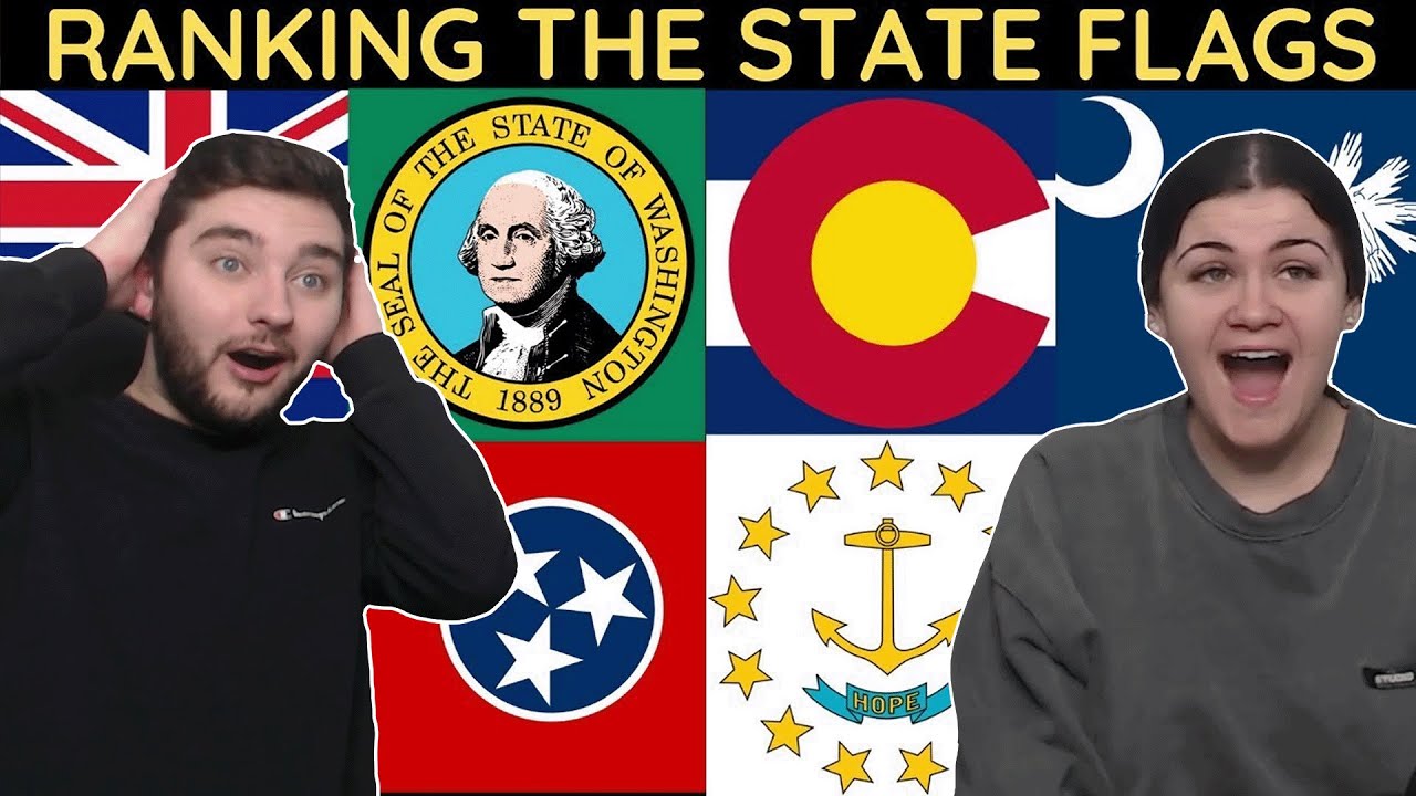 BRITISH COUPLE REACTS | Ranking the U.S. State Flags