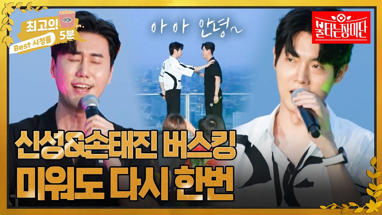 [최고의5분_불타는장미단] 스카이덱 버스킹(!) 신성&손태진 버스킹 - 미워도 다시 한번