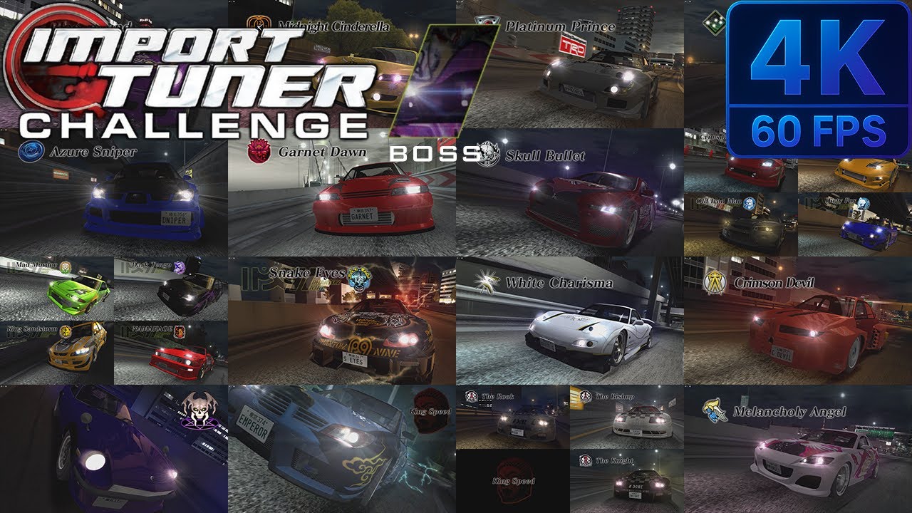 Import Tuner Challenge 首都高バトルX - All BOSS Battles (4K 60 FPS)