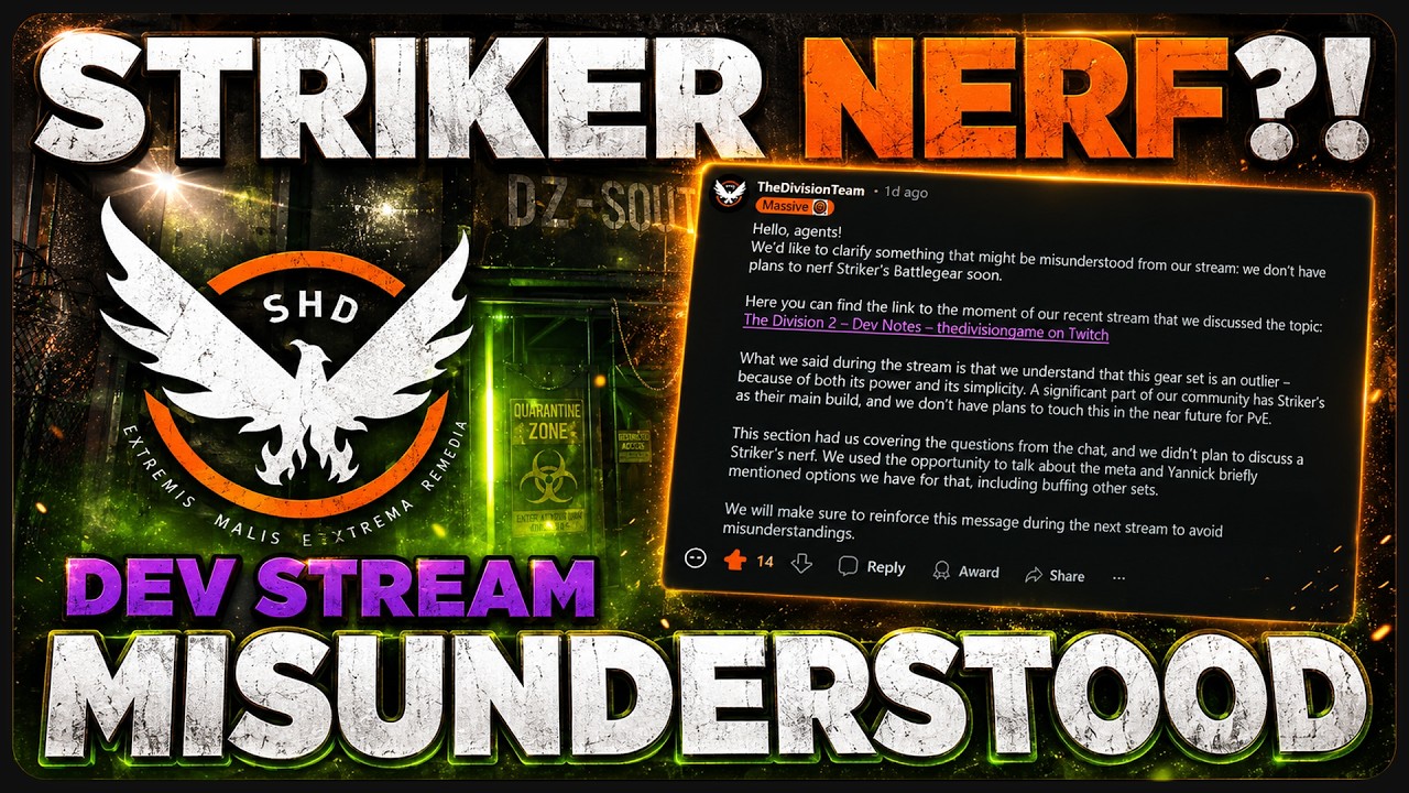 Striker Nerf & More ~ Developer Stream | The Division 2