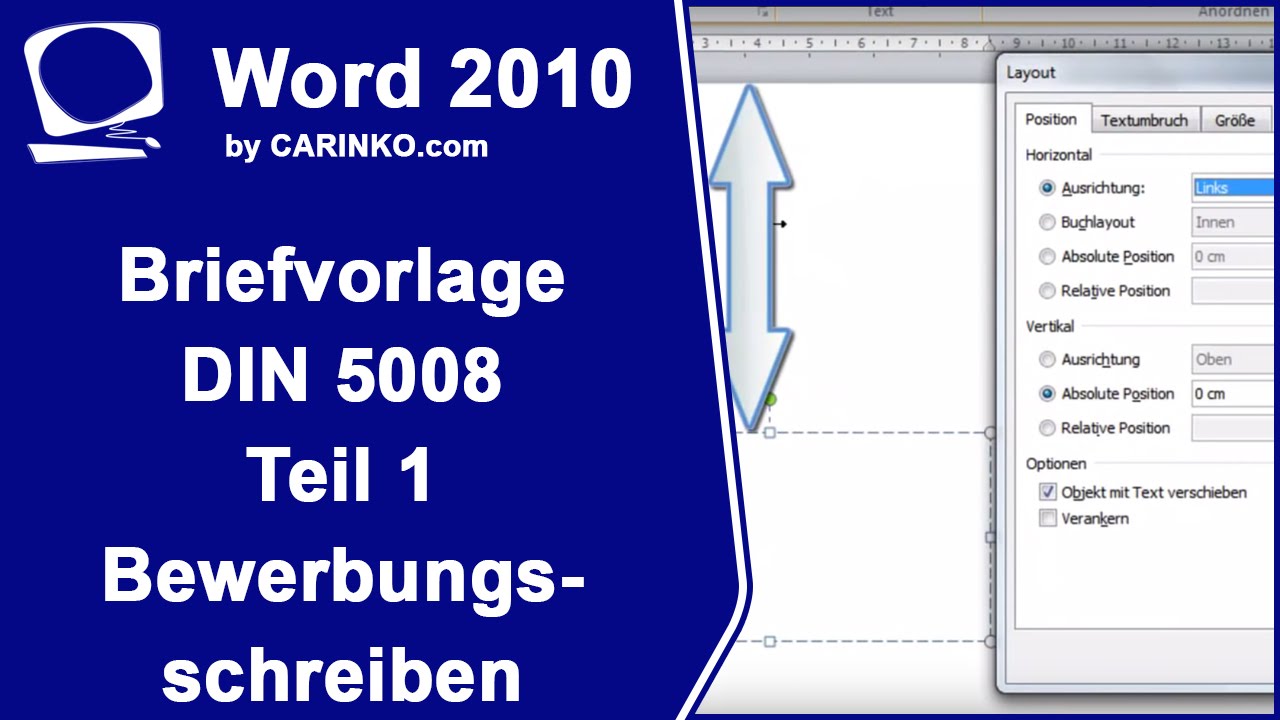 Erstellung einer Briefvorlage/Brief DIN 5008 Teil 1 - Bewerbungsschreiben MS Word - carinko.com