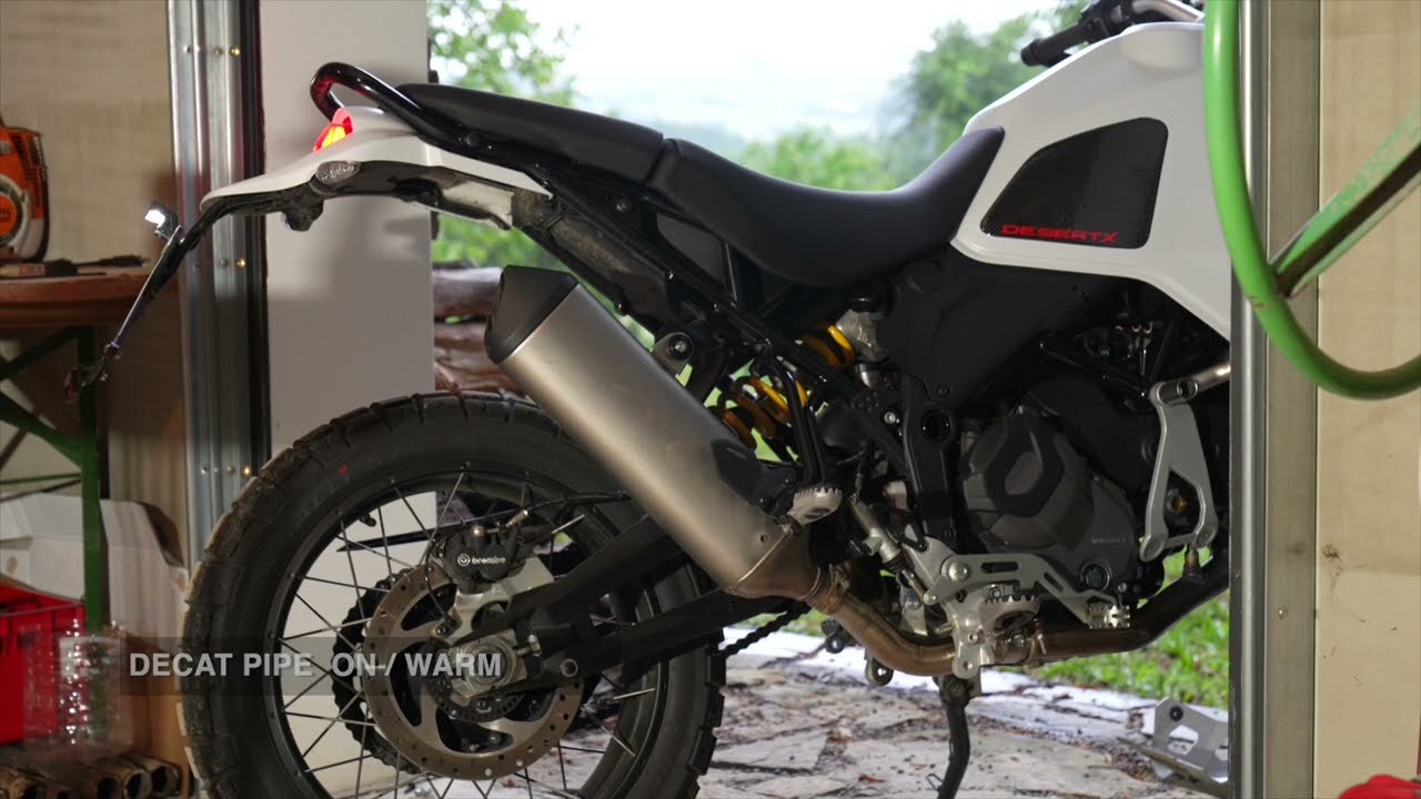 Decat pipe by UNIT Garage on the Ducati DESERT X - sound comparison