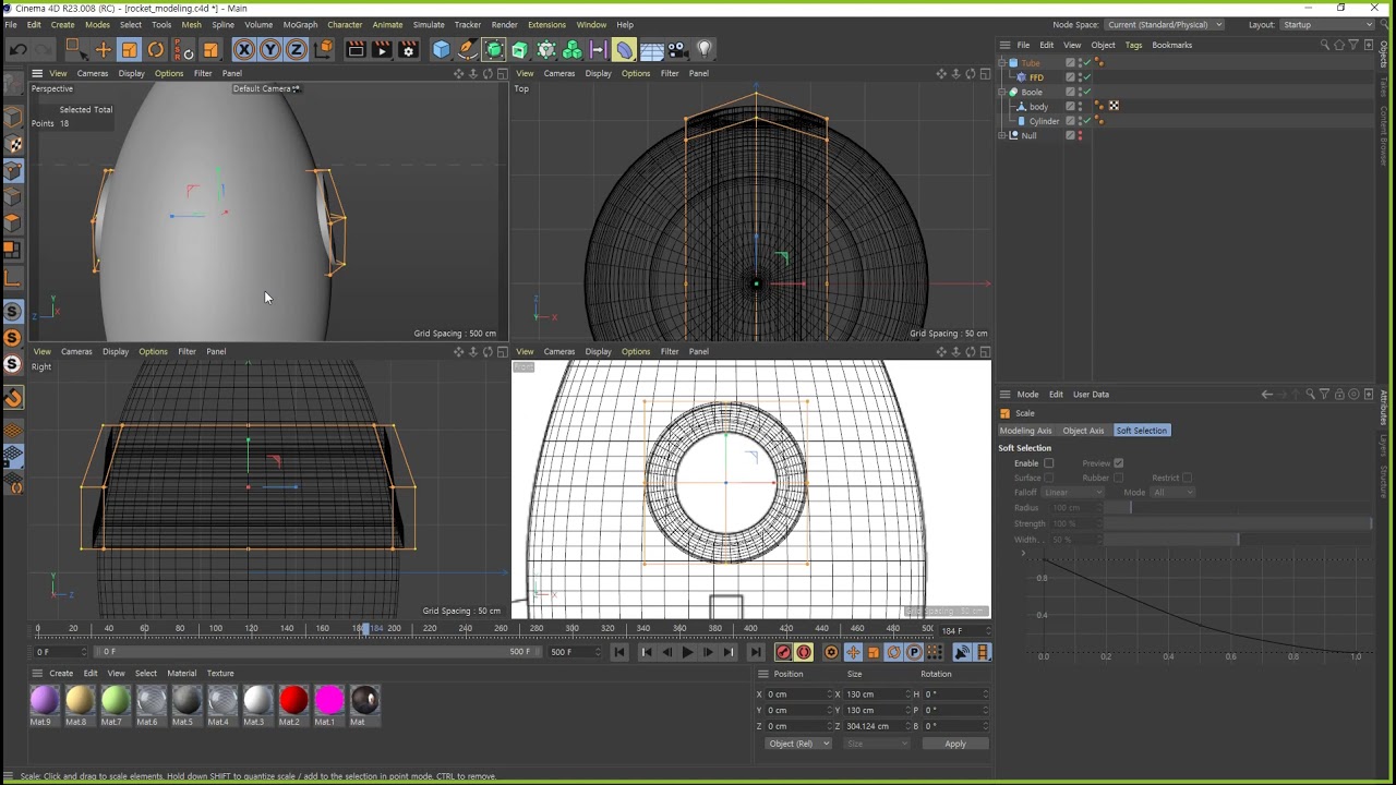 [C4D]rocket ani-modeling 로켓 애니메이션 모델링파트