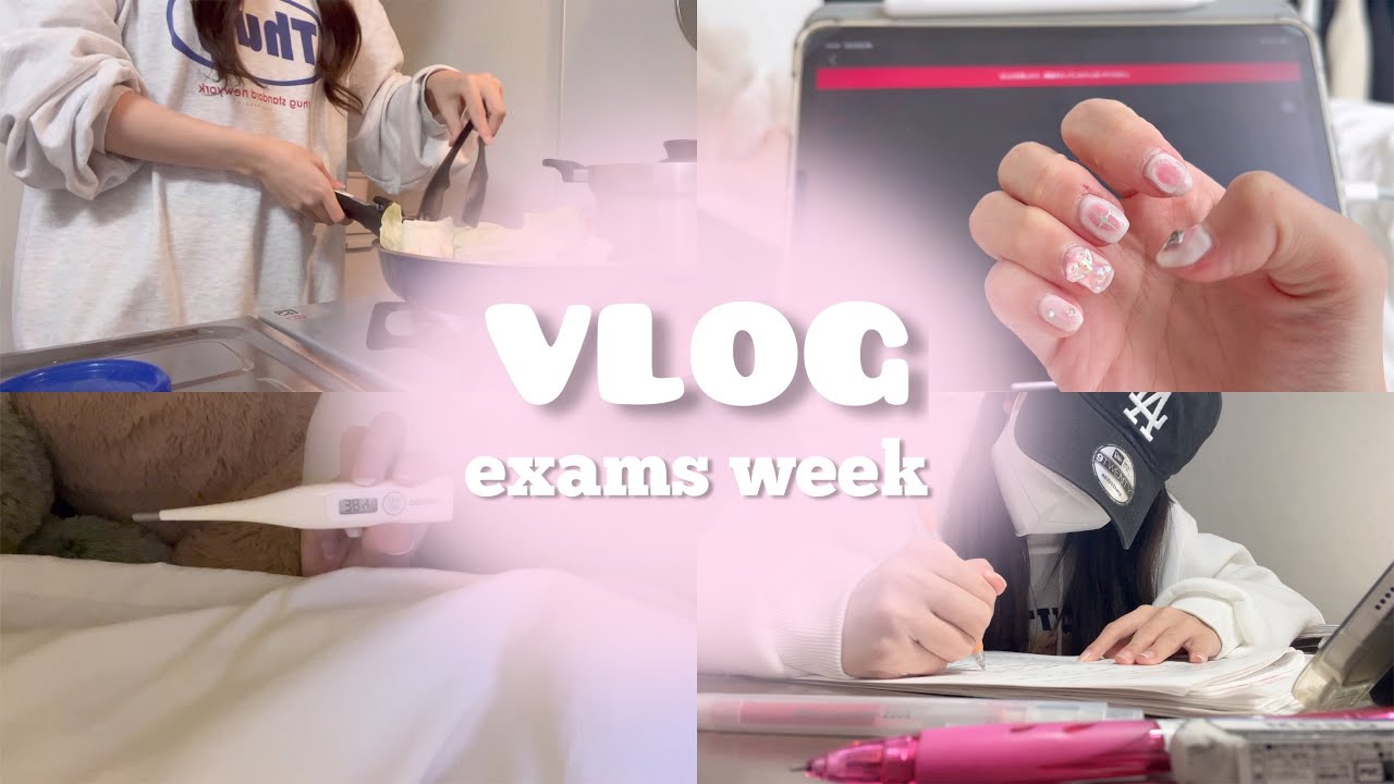 ｜VLOG｜限界医療学生、試験期間の10日間の過ごし方✍🏻✨まさかのインフルエンザ、セルフネイル💅💗自炊紹介🍲𐩢𐩺