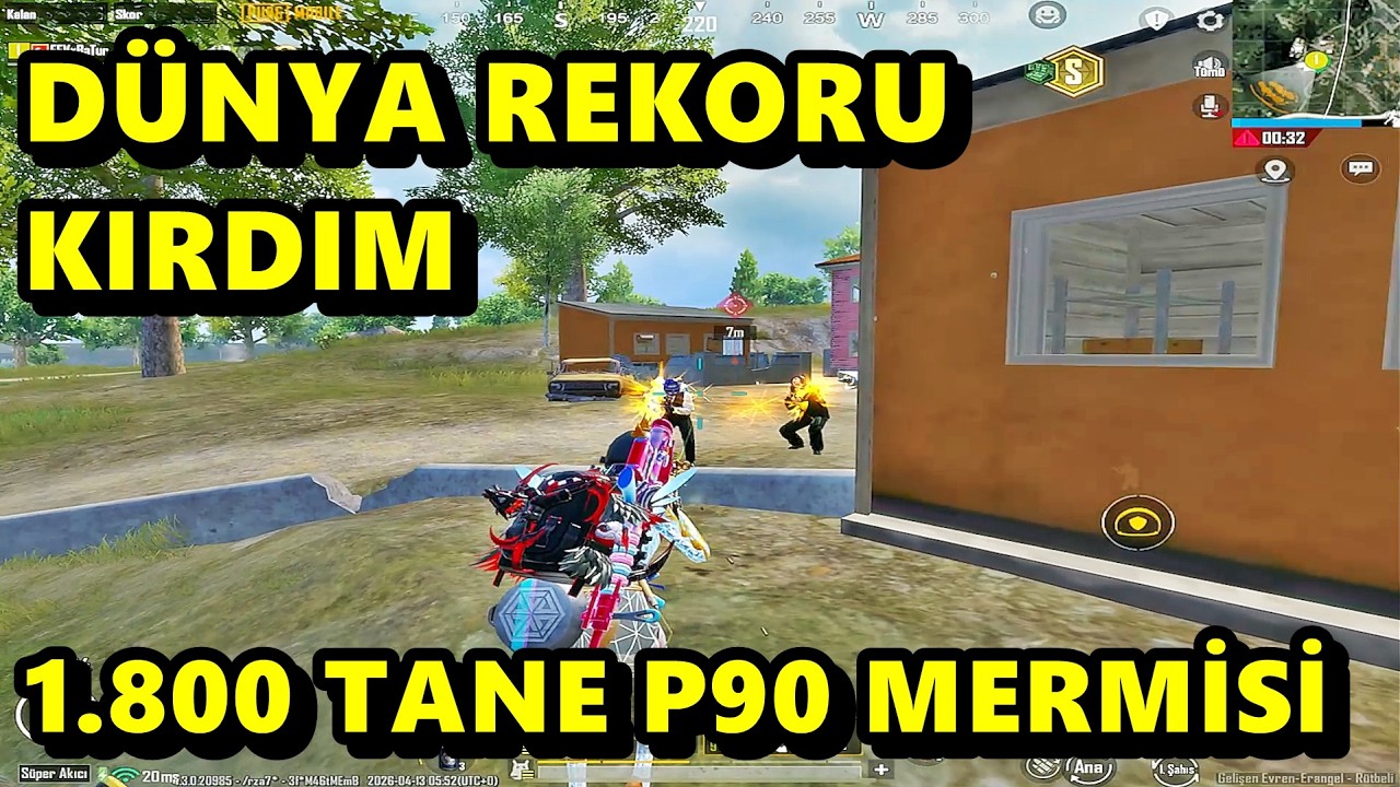 D&Uuml;NYA REKORU KIRDIM OHA ! 1800 TANE P 90 MERİSİ  BATUR GAME SOLO SQUAD PUBG MOBİLE
