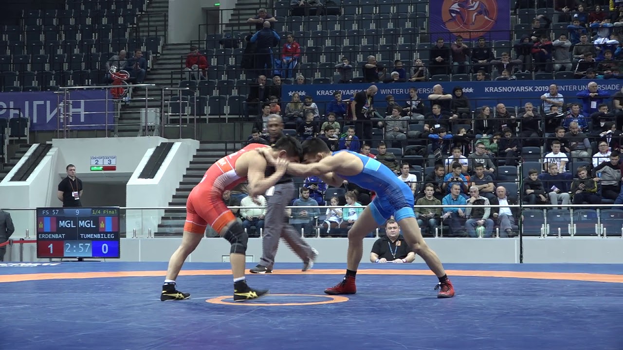 1/4 FS - 57 kg: B. ERDENEBAT (MGL) v. T. TUMENBILEG (MGL)