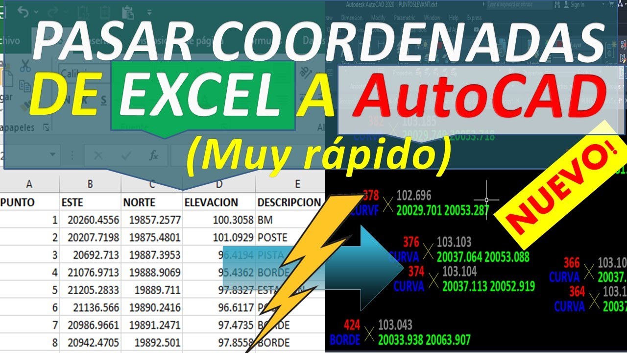Pasar coordenadas de Excel a AutoCAD con detalles descripción, Importar Puntos de CSV a AutoCAD Lisp
