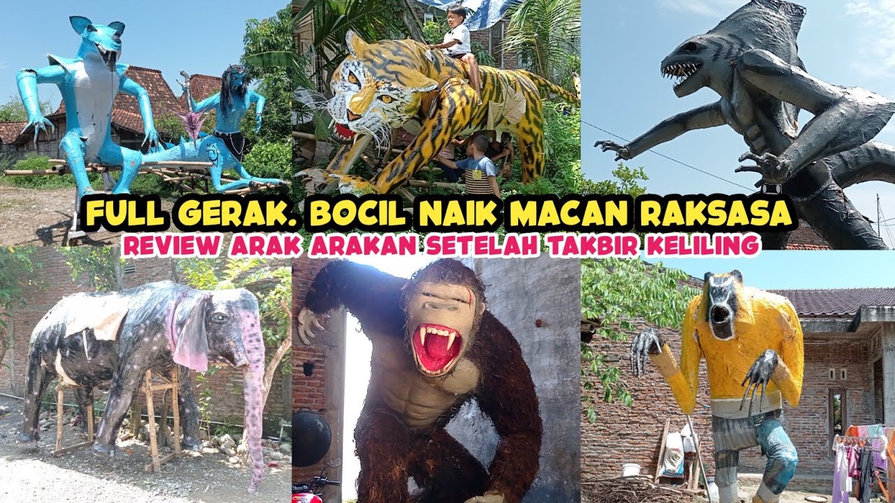 (Full Gerak) Bocil Naik Macan Raksasa. Review Arak Arakan Setelah Takbir Keliling Idul Fitri 2024