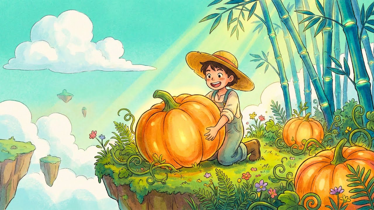 Floating Garden Life: Harvesting Sky Pumpkins & Bamboo (Ghibli Style)