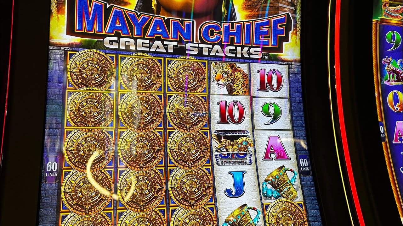 MAYAN CHIEF Slot Machine Great Stacks 2 BIG retriggers 