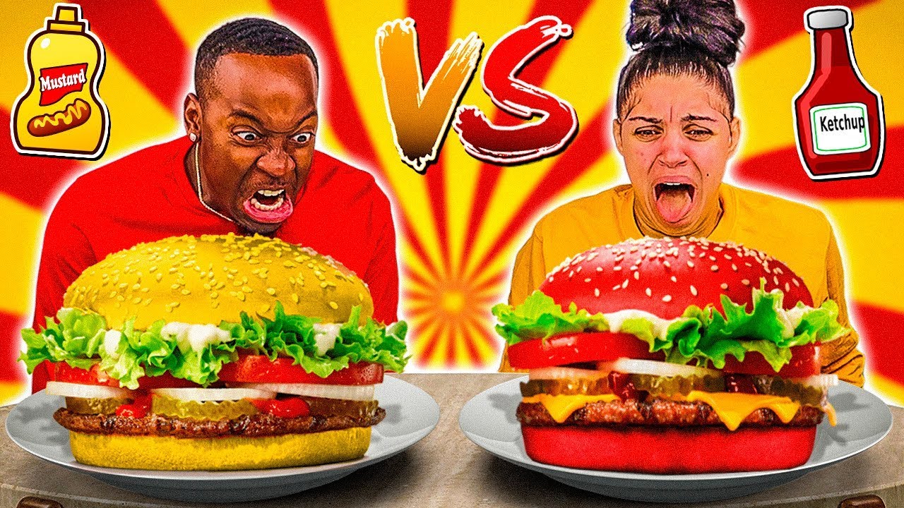 KETCHUP VS MUSTARD FOOD CHALLENGE