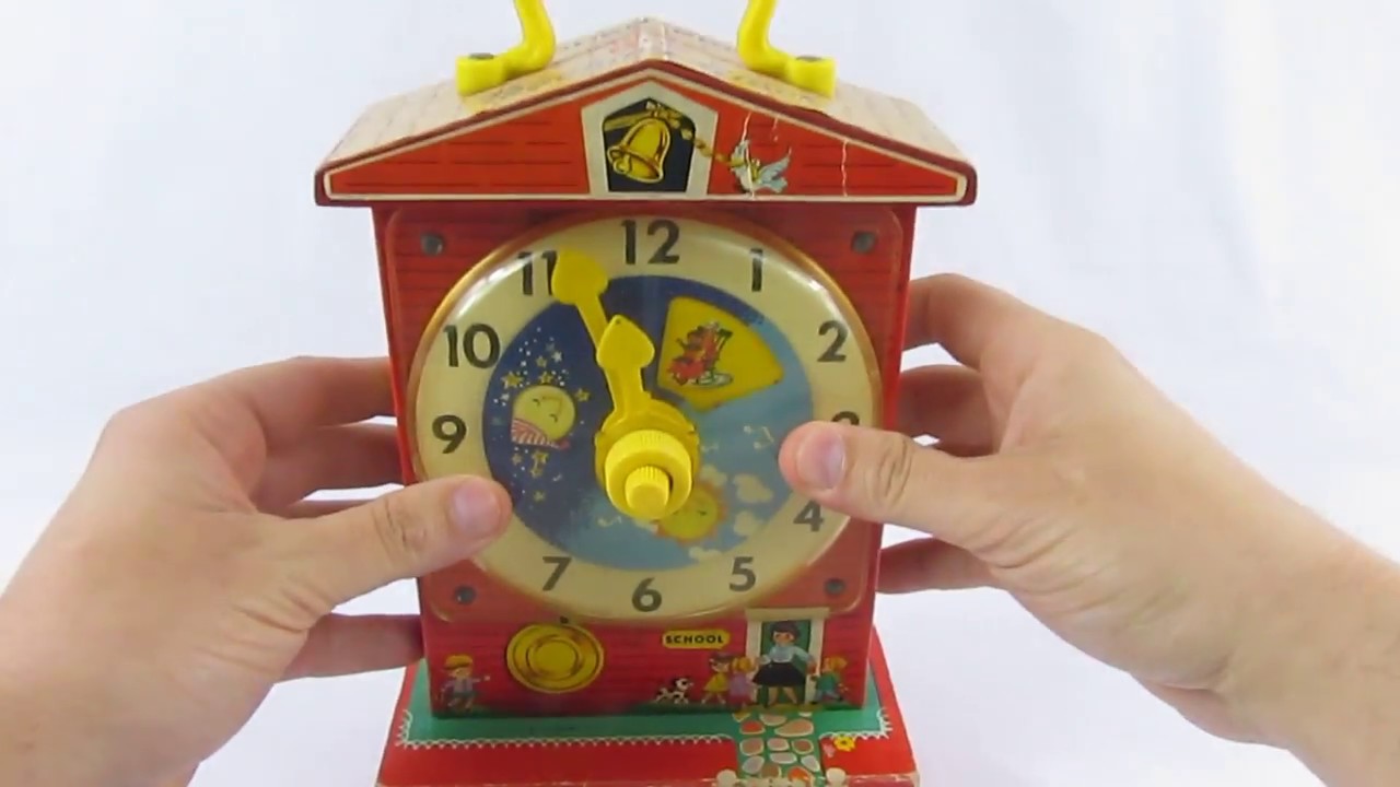 Vintage 1962 1968 Fisher Price Music Box Teaching Clock Toy #998