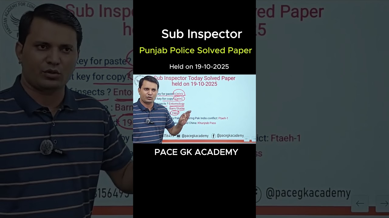 Sub Inspector Punjab Police Solved Paper 2025