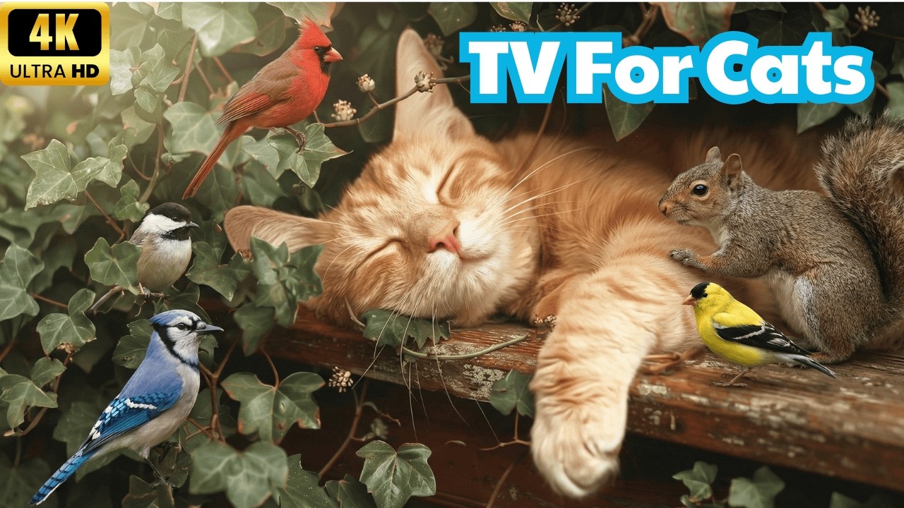Cat TV for Cats to Watch 🐦 Gentle Bird Songs for Curious Cats | 1+ Hour 4K NO ADS