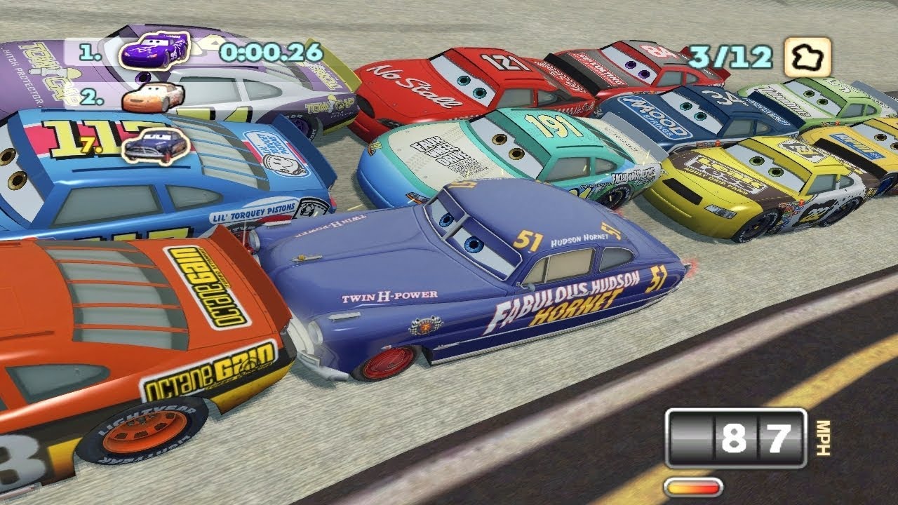 Doc Hudson Hornet on Smasherville Speedway - Disney Cars Piston Cup Races
