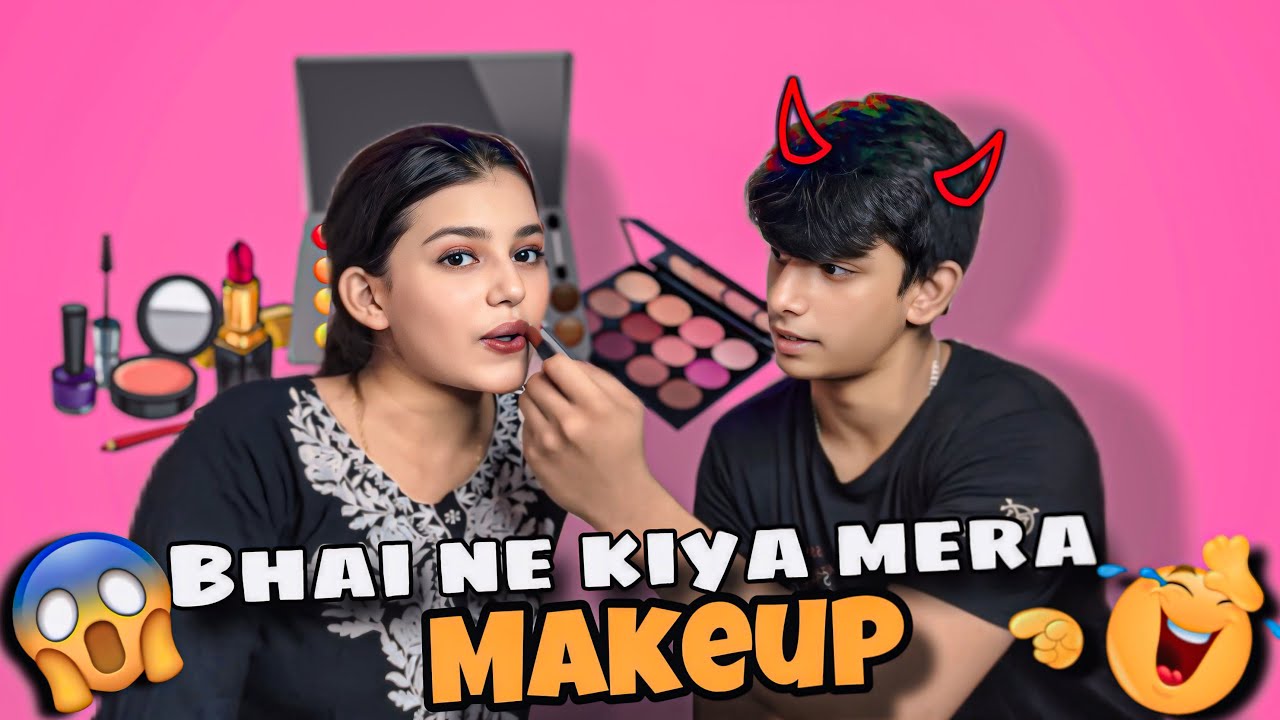 My brother does my makeup 🤡😱 unexpected 😭🥲#littleanushkavlogs