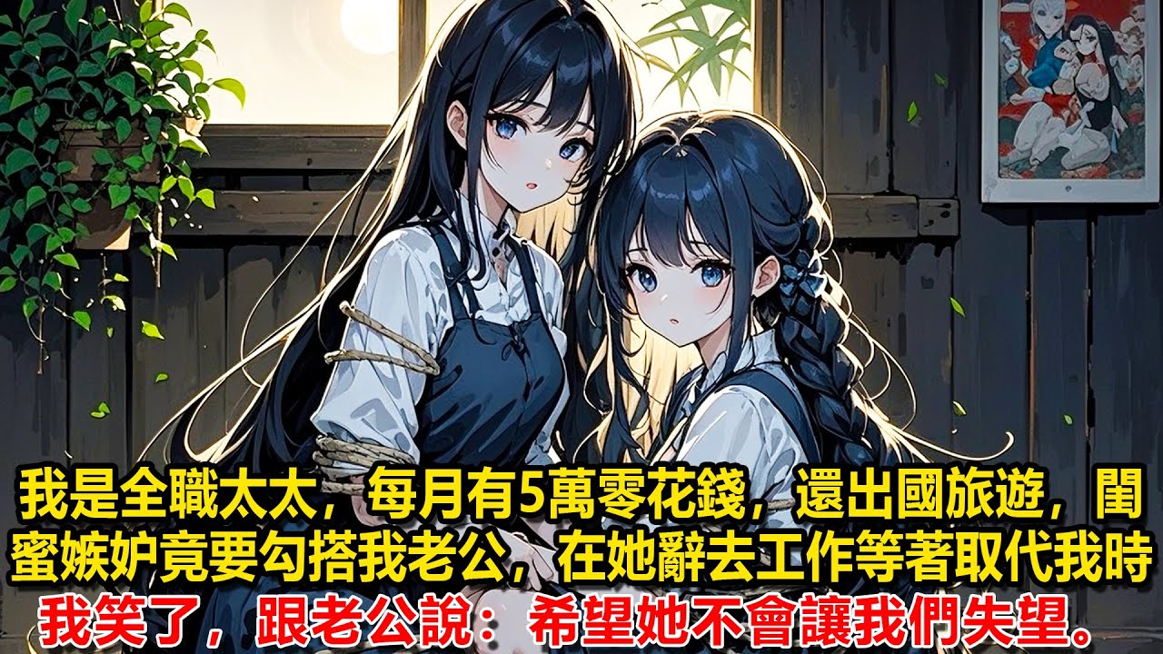 我是全職太太，每月有5萬零花錢，還經常出國旅遊。豈料閨蜜嫉妒到發瘋，竟勾搭我老公做了小三。 在她滿懷期待地辭去工作等著取代我時，我笑了，跟老公說：希望她不會讓我們失望。