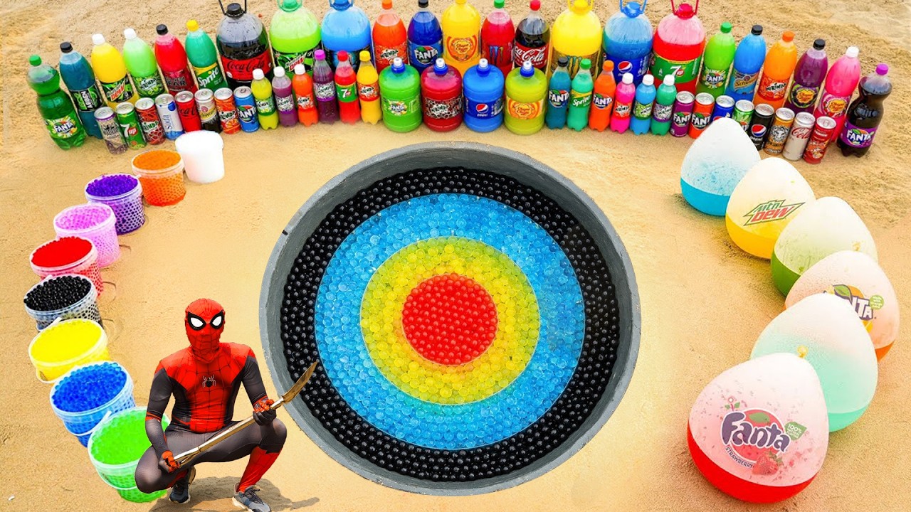 EXPERIMENT: How to make Archery Target with Orbeez, Balloons of Sodas, Fanta, Coca Cola vs Mentos