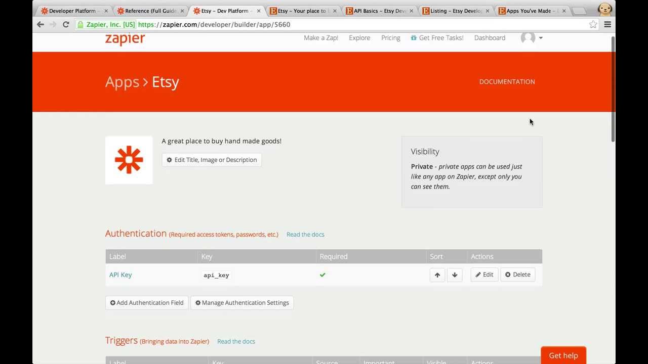 Zapier Developer Platform Example Etsy