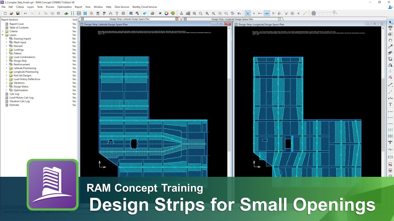 Modeling Design Strips at Small Slab Openings in RAM Concept