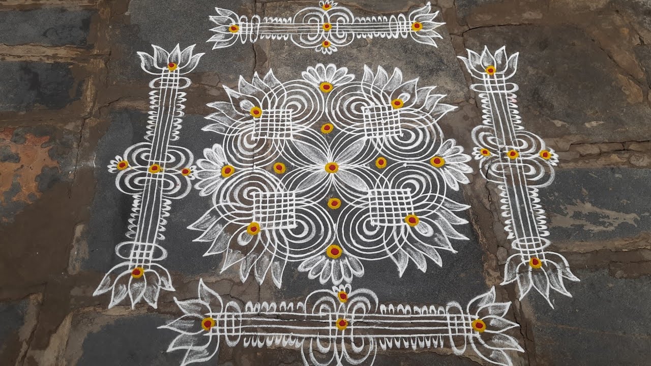 Sankranthi special  2 types geethala muggulu with side border design 