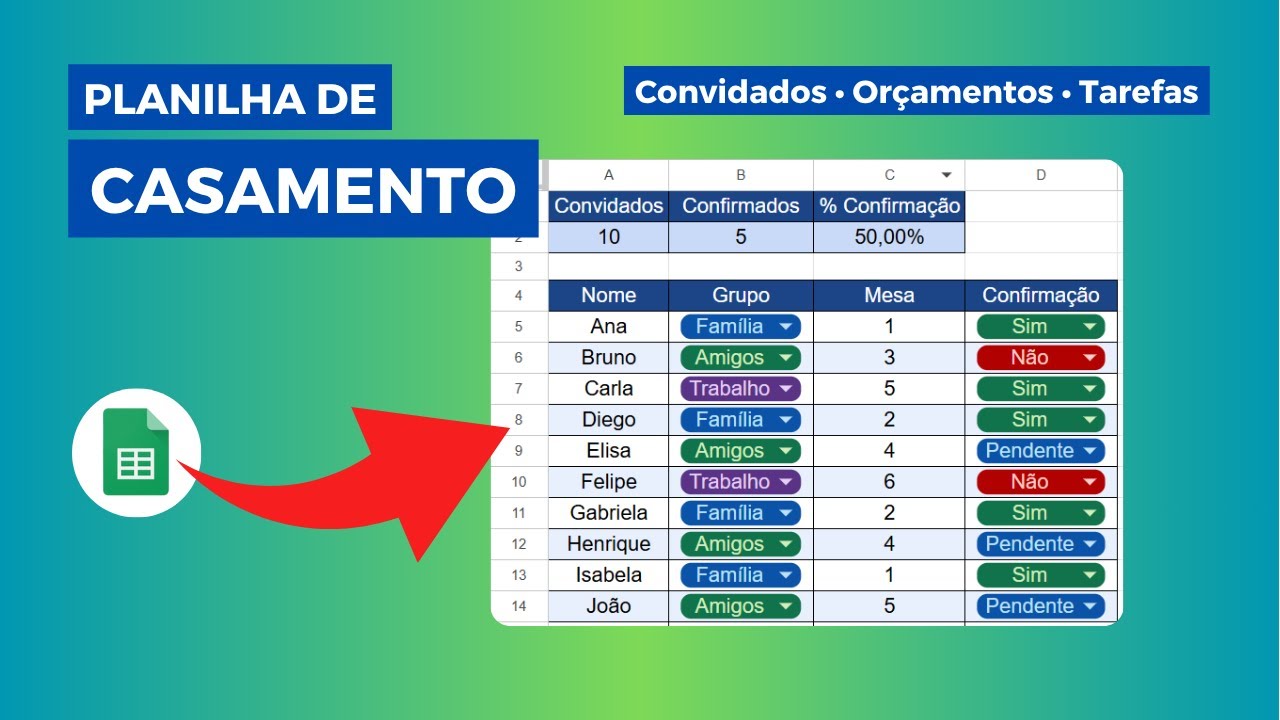 Como Criar uma Planilha de Casamento no Google Sheets (Convidados, Orçamentos e Tarefas)