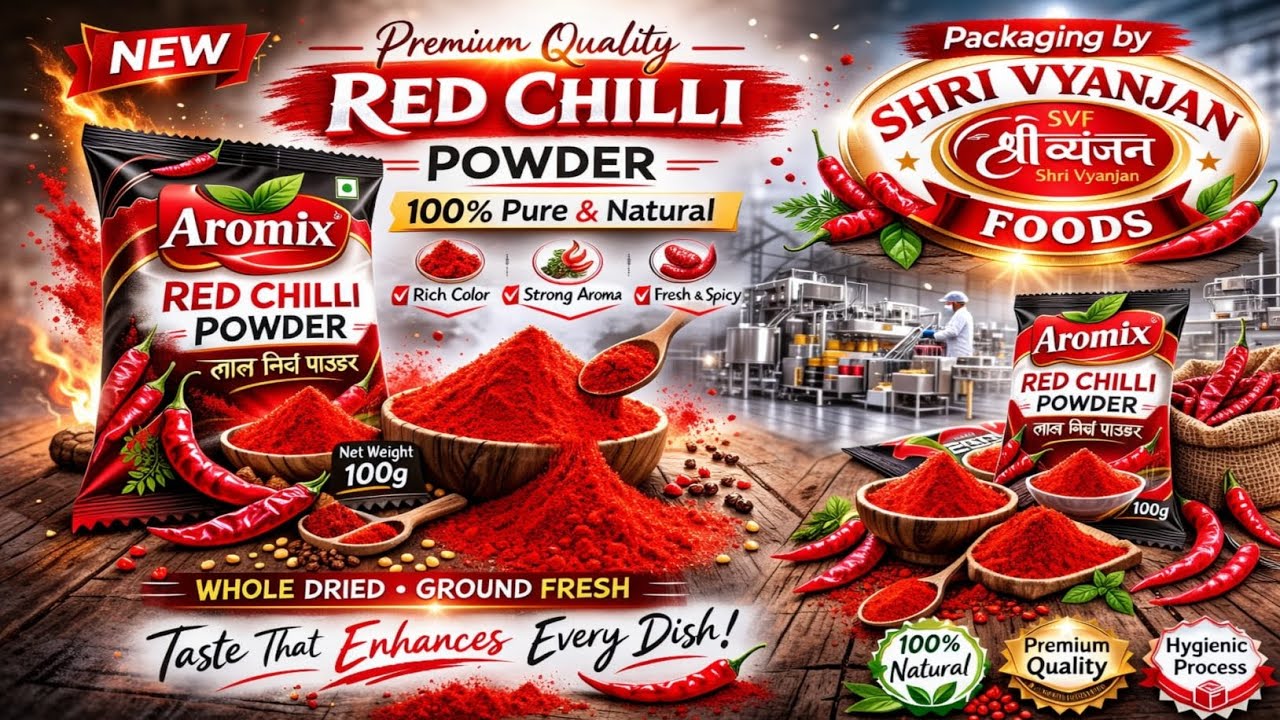 3rd Party Job Work Aromix लाल मिर्च || Packaging By Shri Vyanjan Foods || Manufacturing Plant Noida 