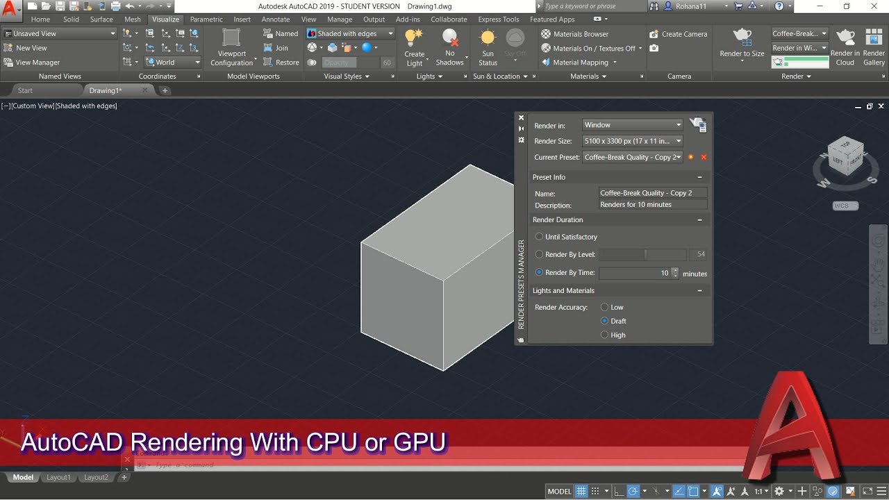 AutoCAD Rendering With CPU Or GPU