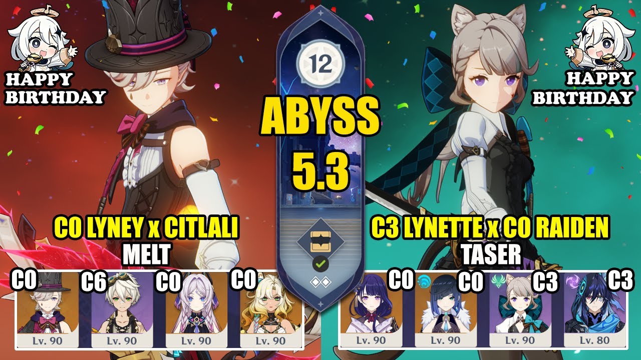 C0 Lyney Citlali Melt & C3 Lynette Raiden Shogun Taser | Spiral Abyss 5.3 | Genshin Impact 【原神】