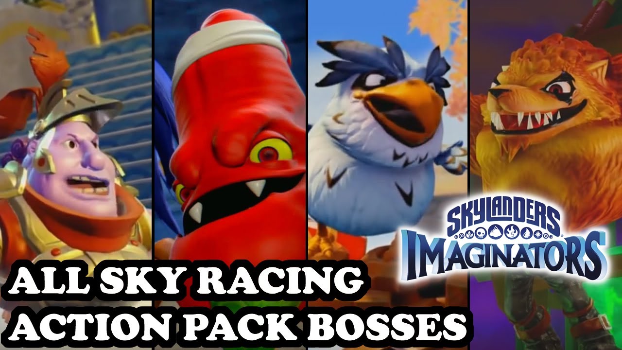 Skylanders Imaginators - All Sky Bosses Battle (Boss Pursuit) (Racing Mode) GAMEPLAY