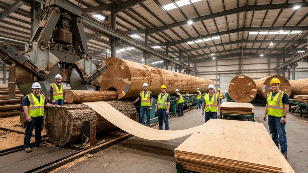 Inside an Oak Wood Sawmill: How Plywood Is Made from Logs (Full Process)