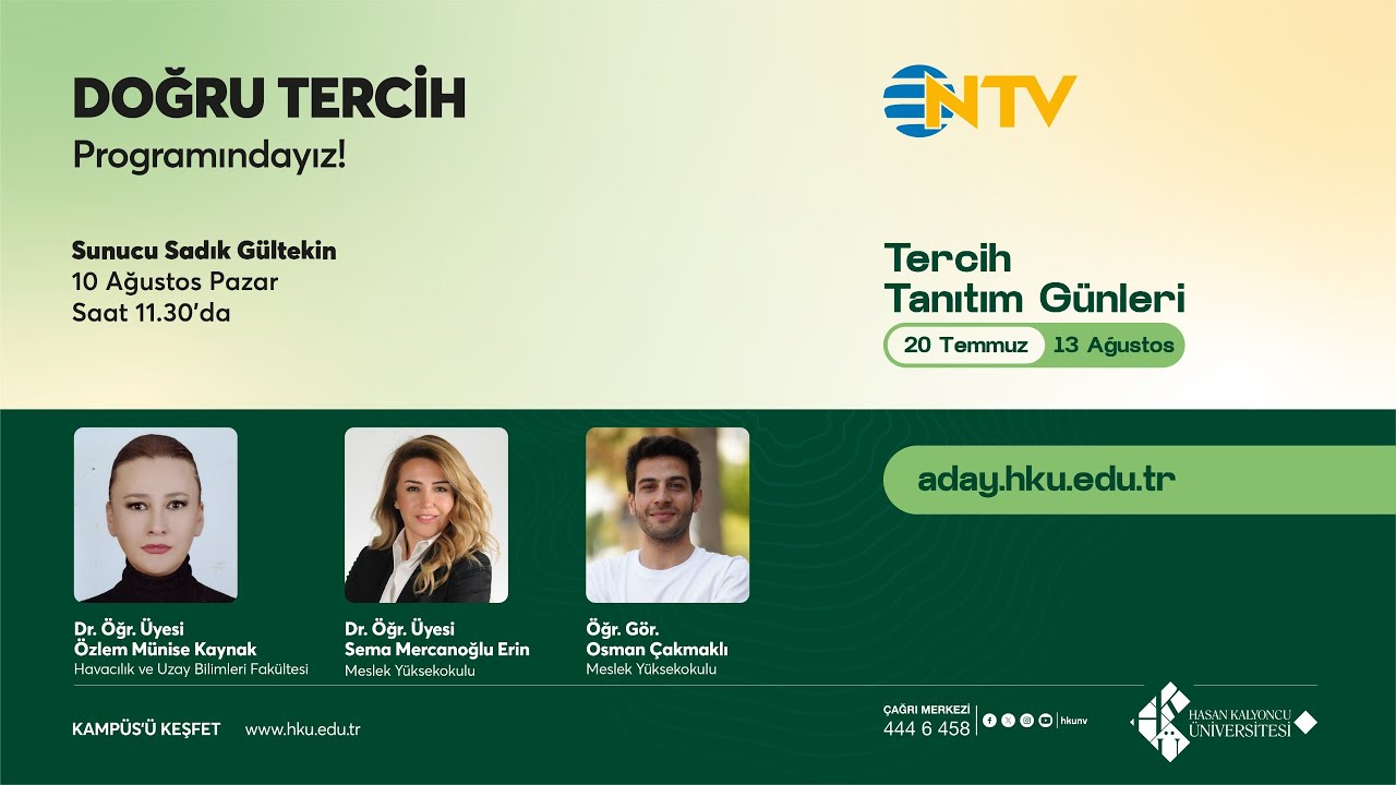 NTV Doğru Tercih Programının Konuğu Dr. Öğr. Üyesi Özlem Münise Kaynak
