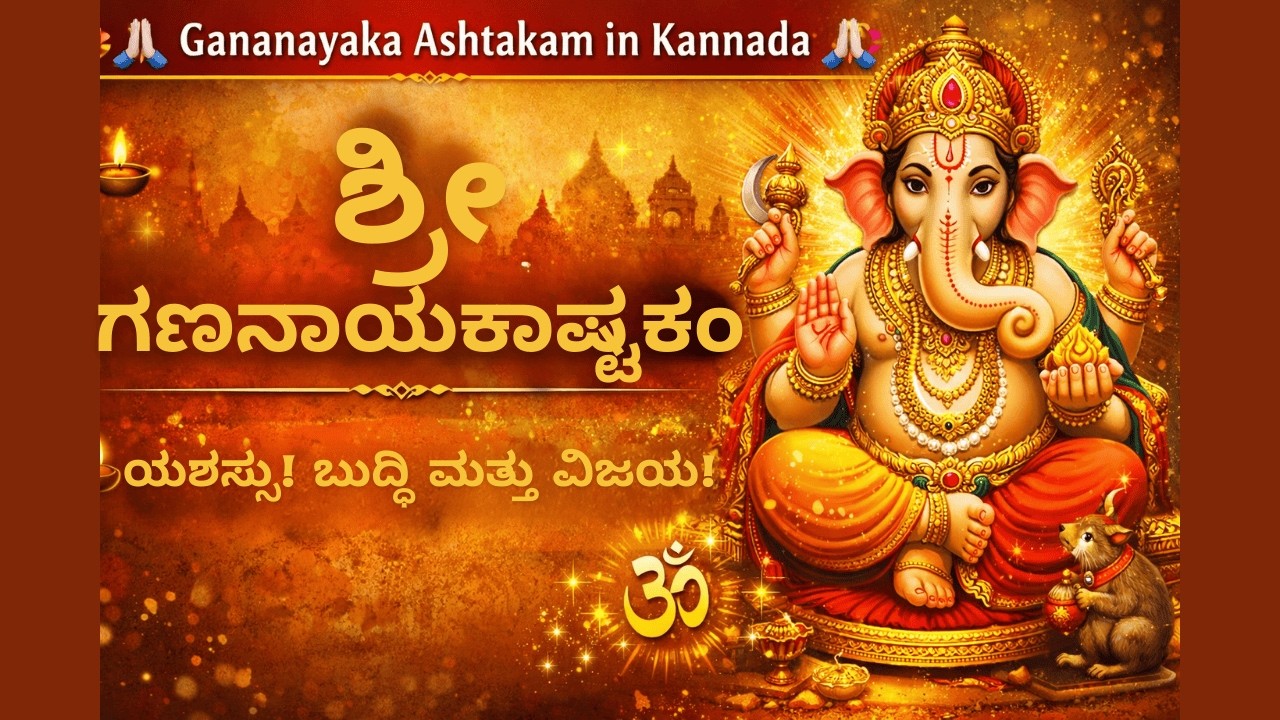Gananayaka Ashtakam | ಶ್ರೀ ಗಣನಾಯಕಾಷ್ಟಕಂ | Powerful Ganesha Stotram for Success & Removal of Obstacle