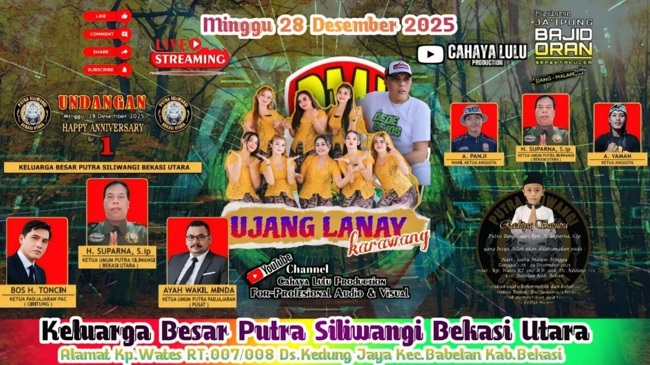 LIVE MALAM PMJ UJANG LANAY ANNIVERSARY PUTRA SILIWANGI YANG KE 1 TAHUN